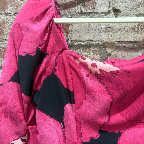 Hutch Floral Pink and Black Puff Sleeve‎ Dress Size 4 - Picture 7 of 9